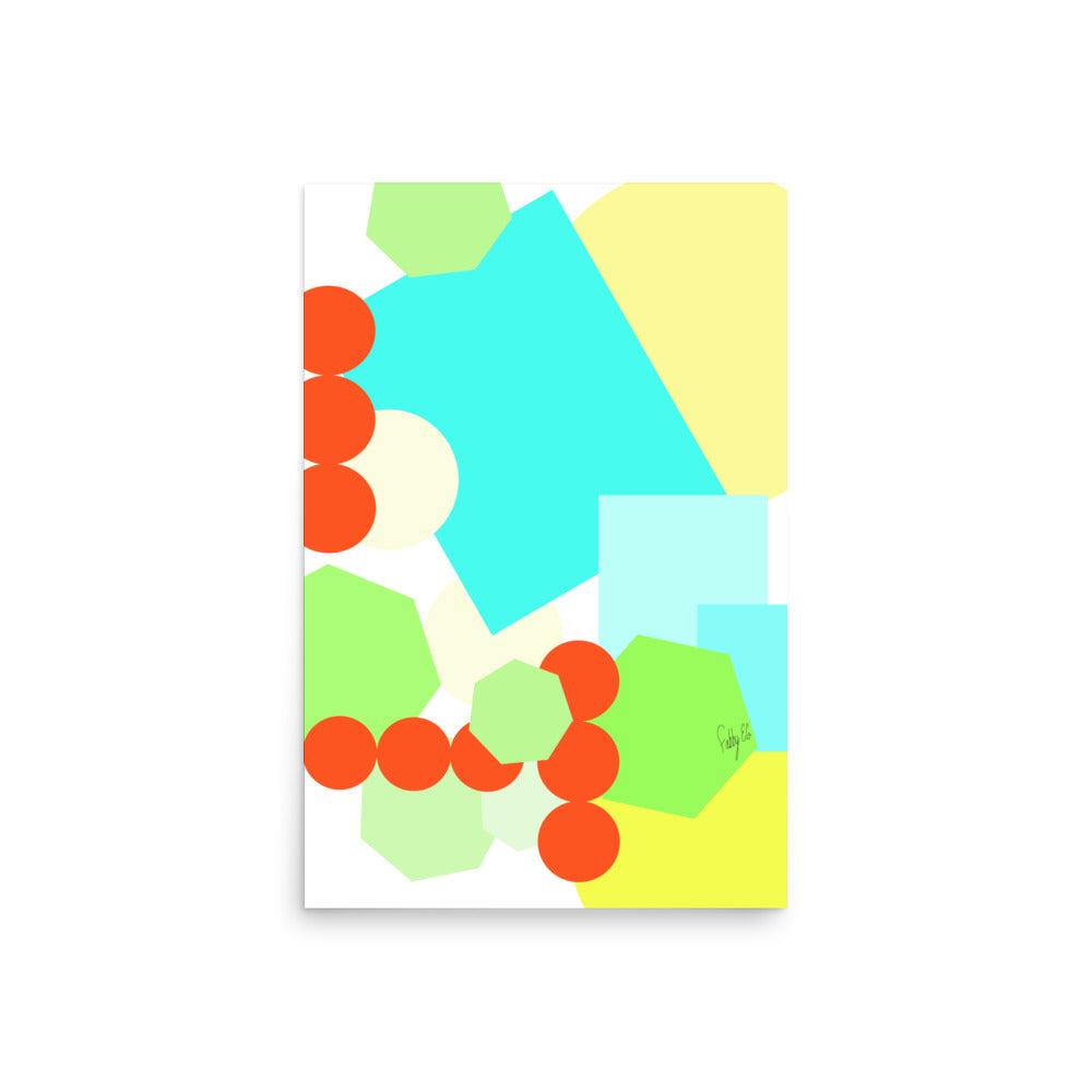 Geometric shapes crowded on white Poster