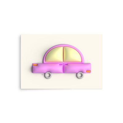 Pink car in yellow Poster