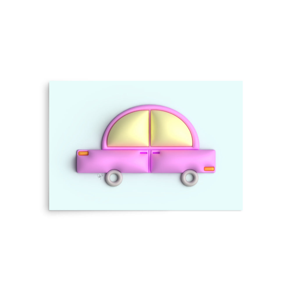 Pink car in blue Poster