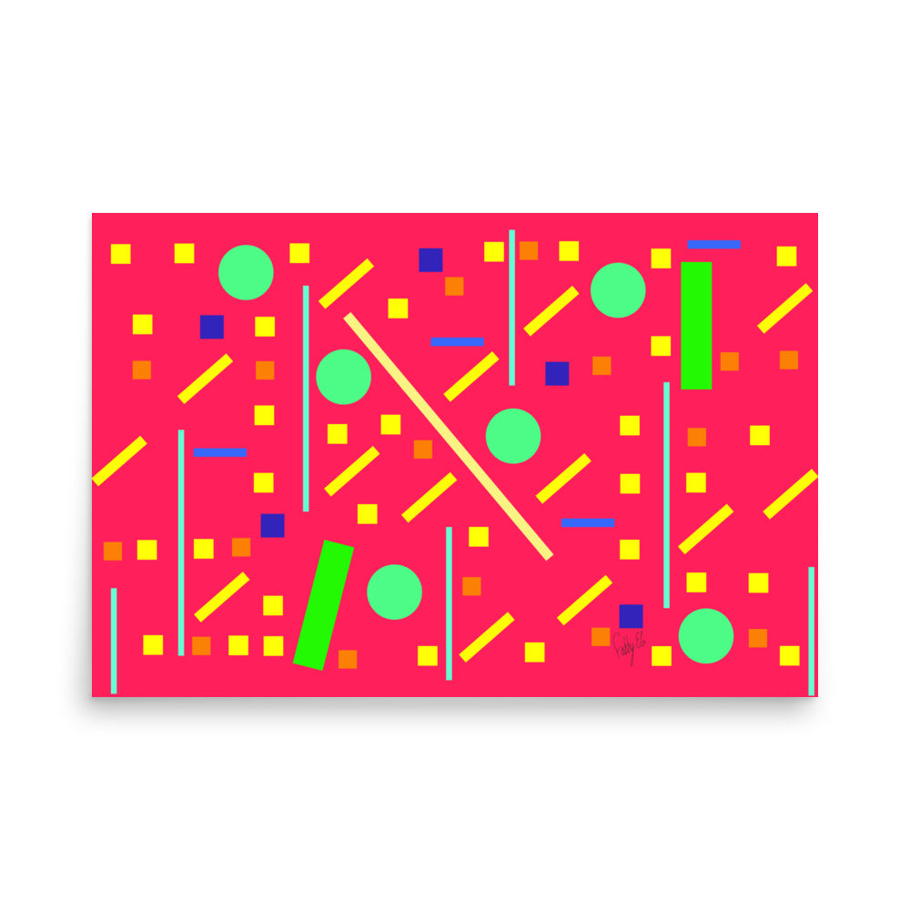 Squares and petite rectangles (pink), Poster