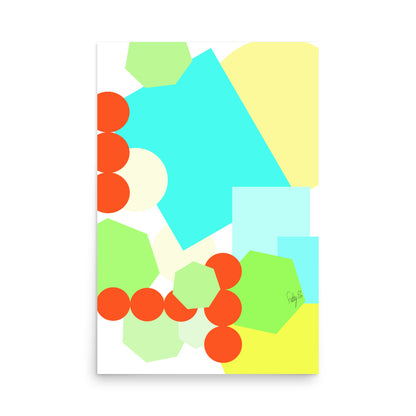 Geometric shapes crowded on white Poster