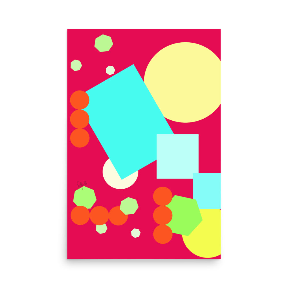 Geometric shapes in pink Poster