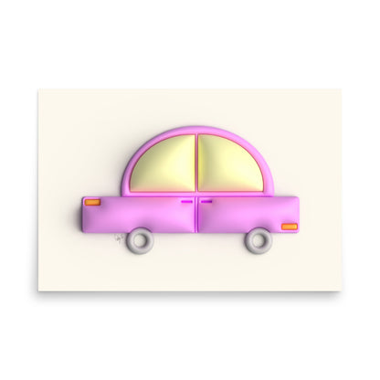 Pink car in yellow Poster