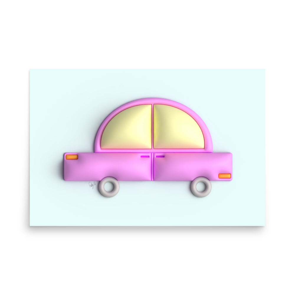 Pink car in blue Poster