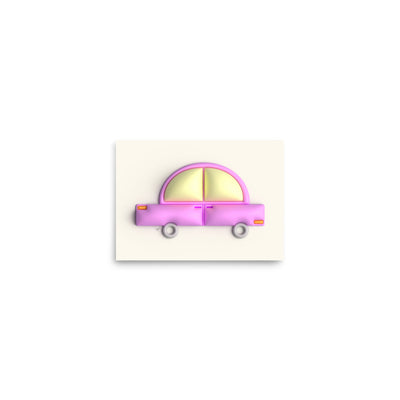 Pink car in yellow Poster