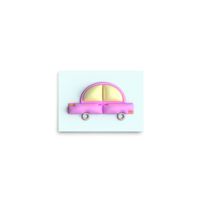 Pink car in blue Poster