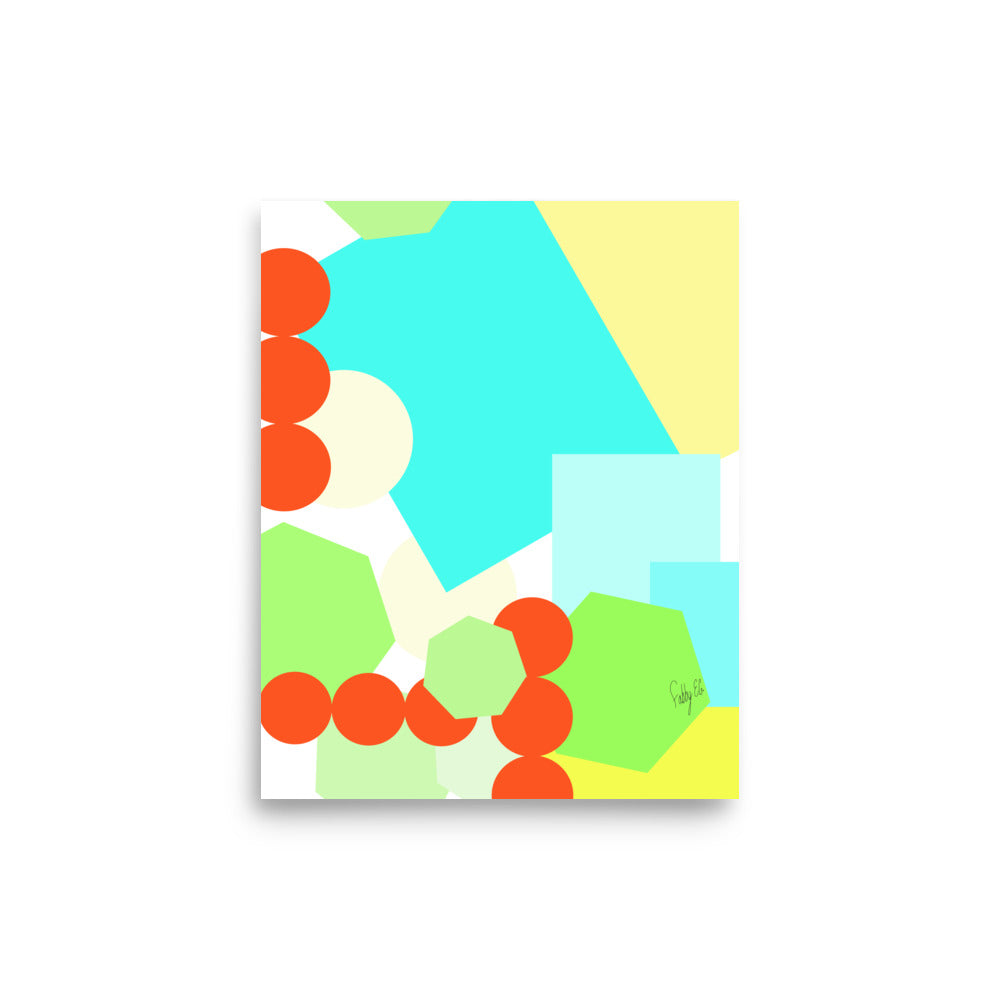 Geometric shapes crowded on white Poster