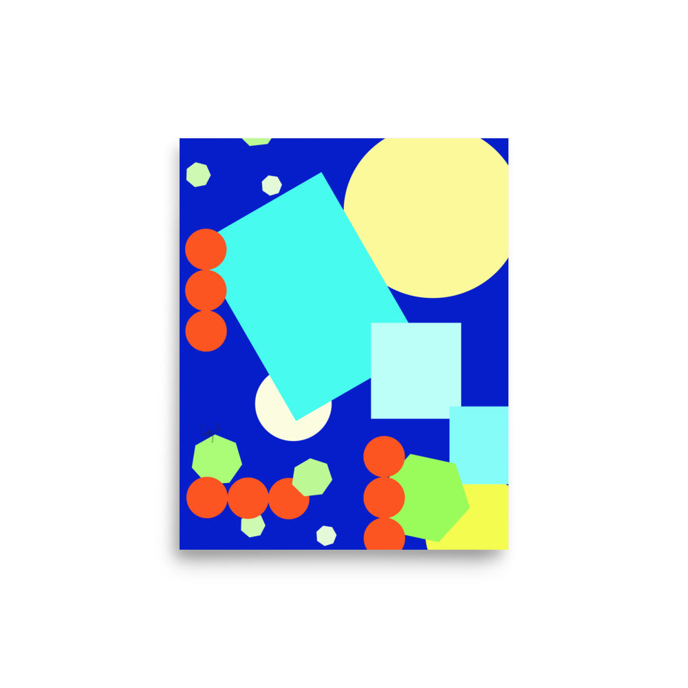 Geometric shapes in blue Poster