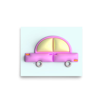 Pink car in blue Poster