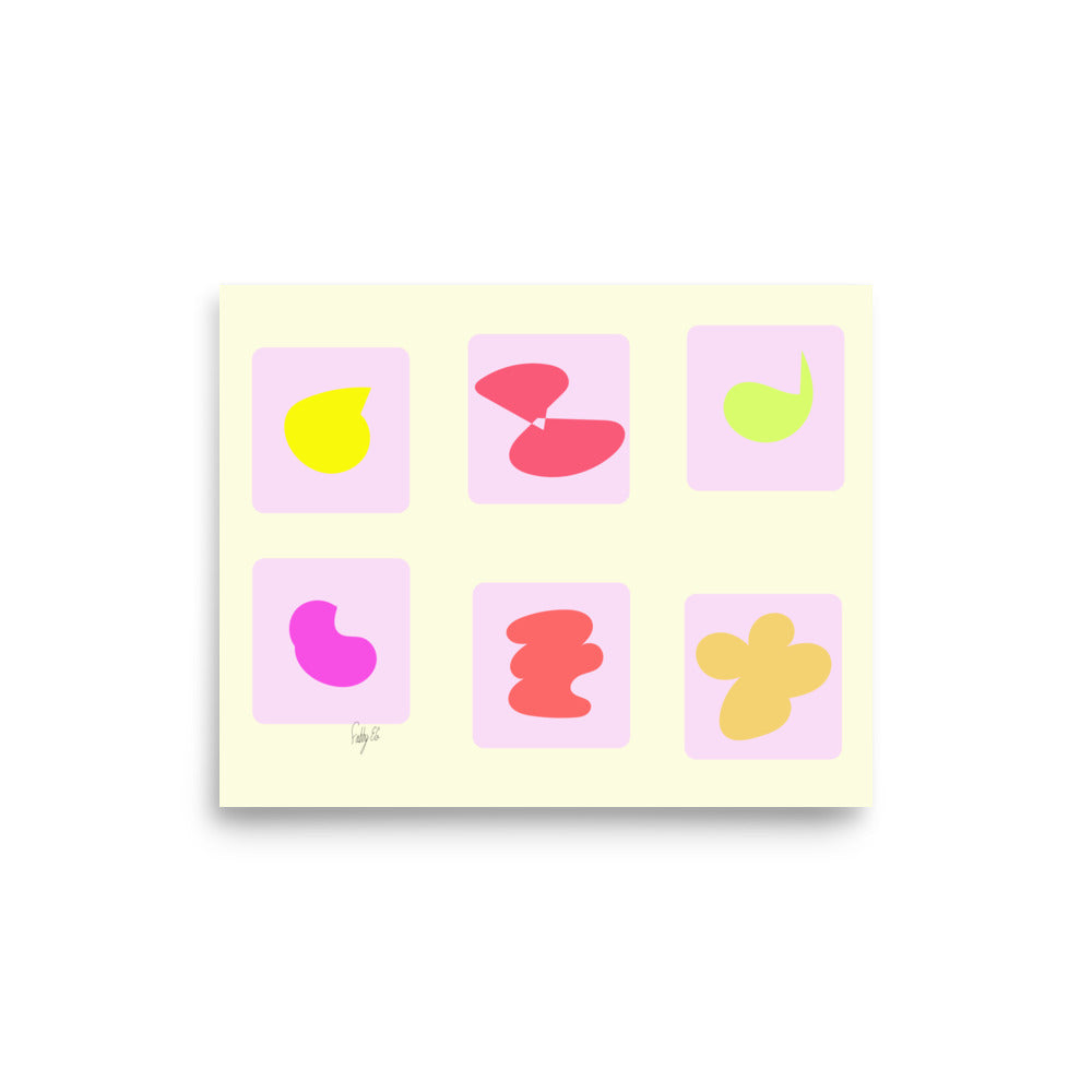 Pink squares in motion Poster