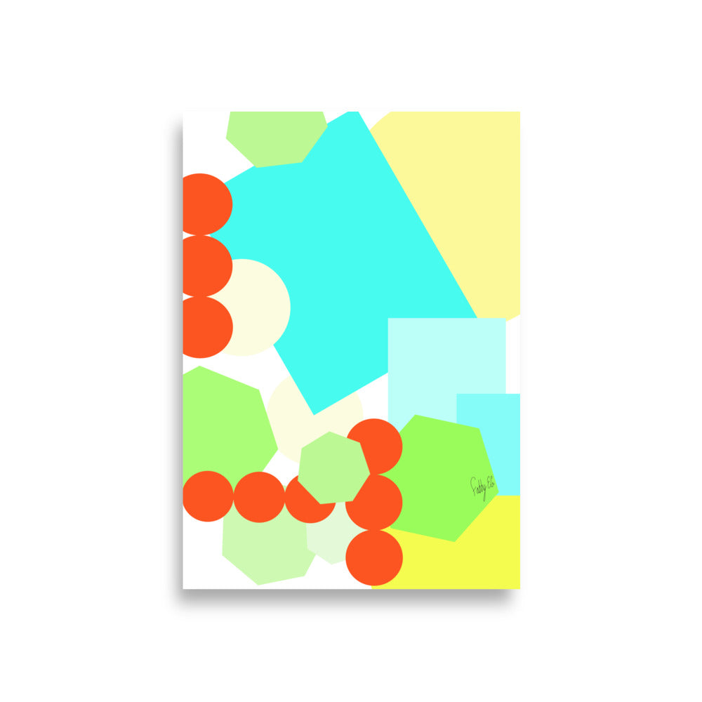 Geometric shapes crowded on white Poster