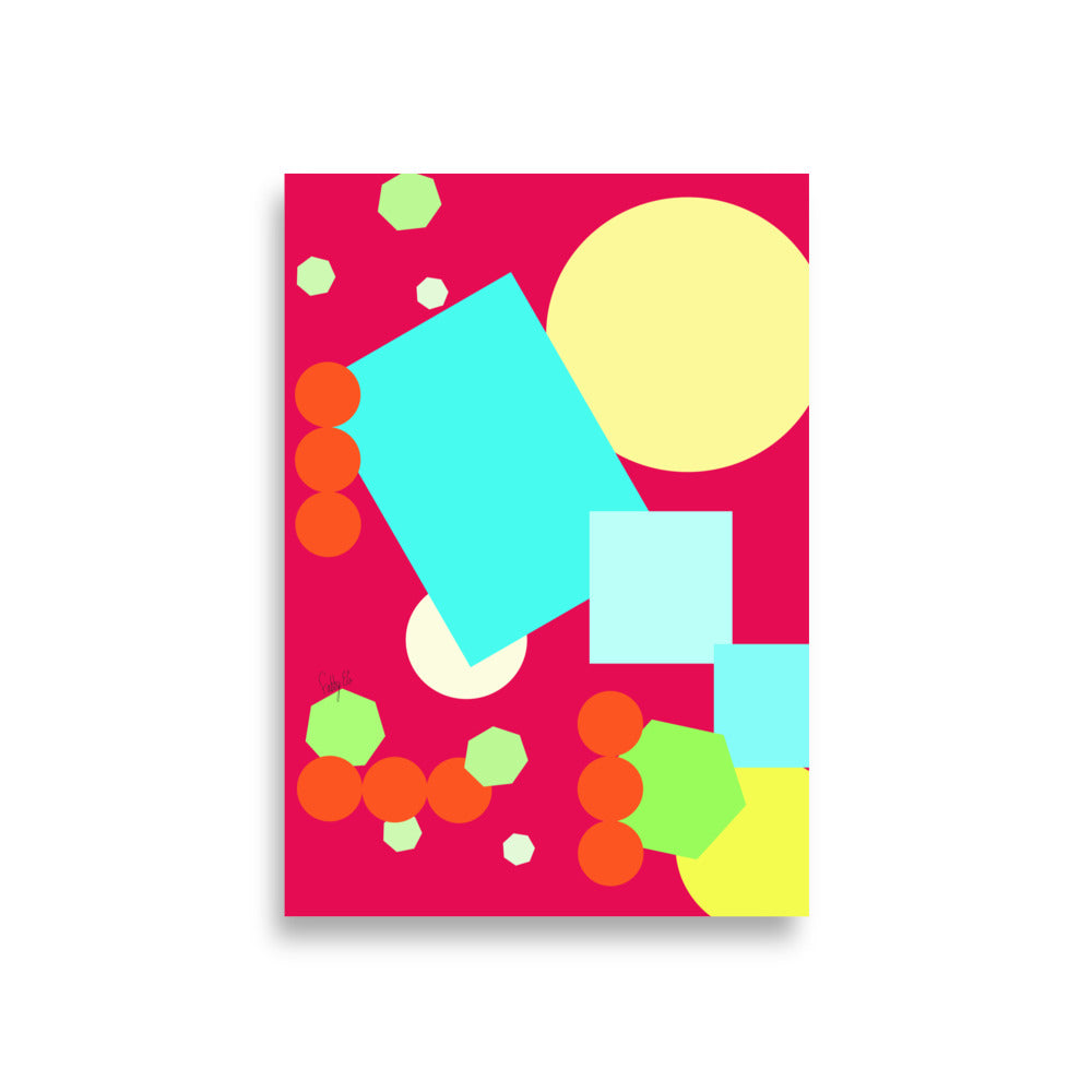 Geometric shapes in pink Poster