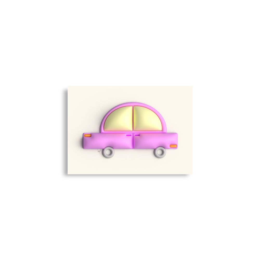 Pink car in yellow Poster