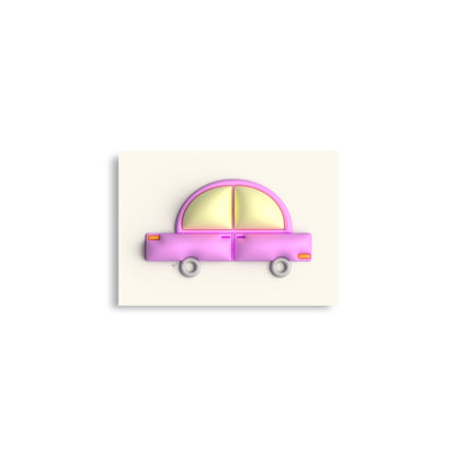 Pink car in yellow Poster