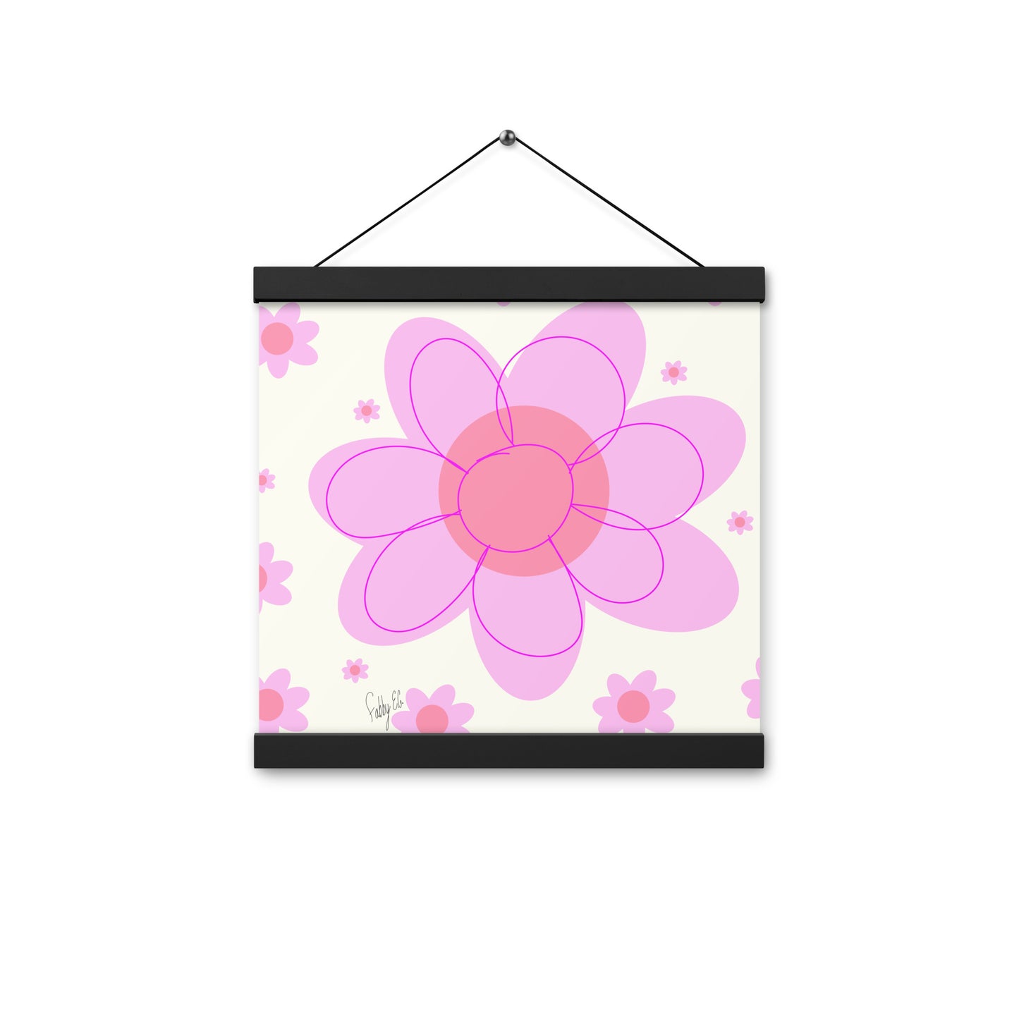 Pink Flower & Yellow flower Poster with hangers