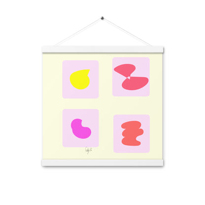 Pink squares in motion Poster with hangers