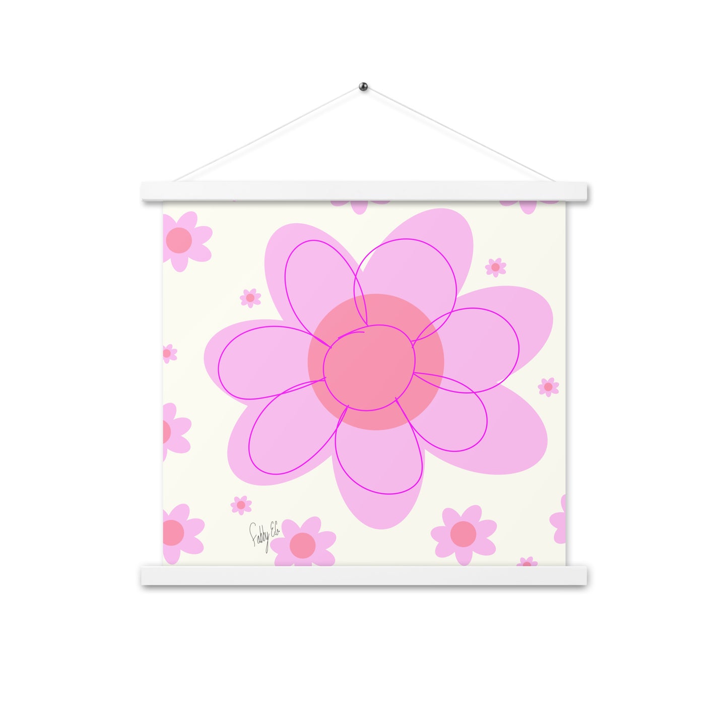 Pink Flower & Yellow flower Poster with hangers