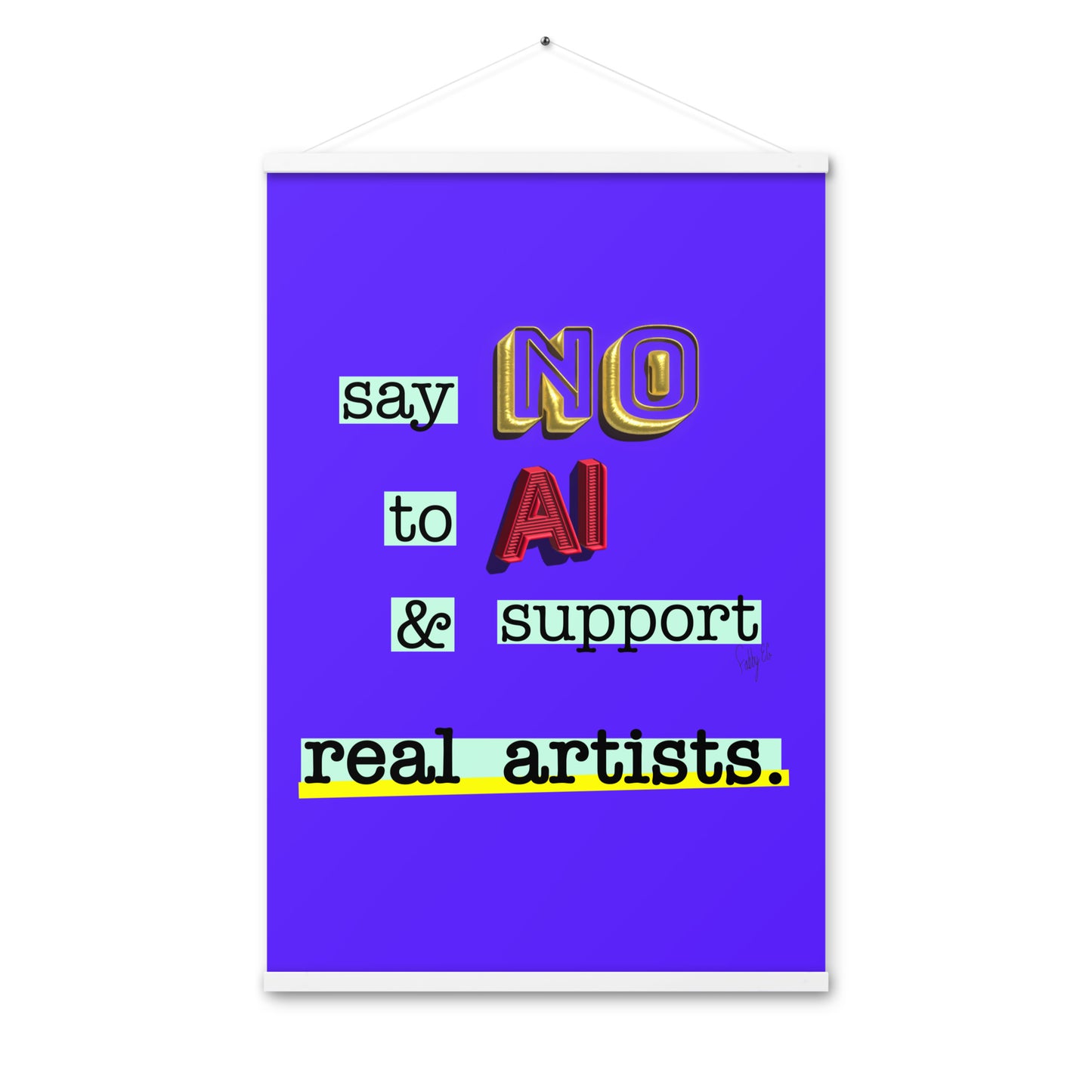 Say no to AI spiral notebook Poster with hangers