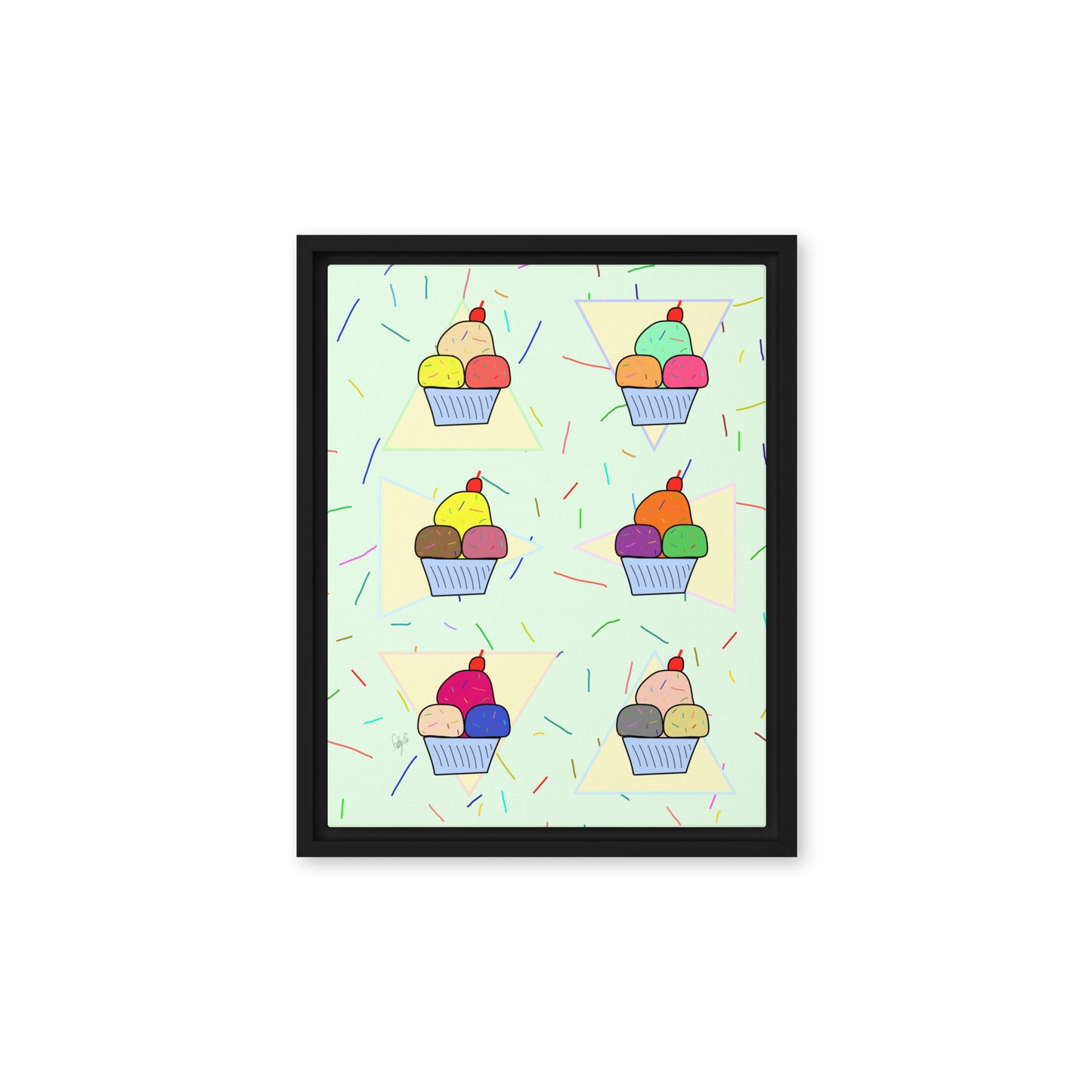 Ice cream time framed canvas