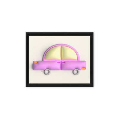Pink car in yellow framed canvas