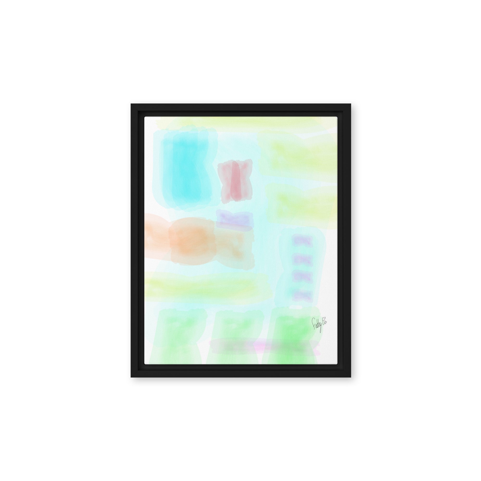 Watercolor abstract framed canvas