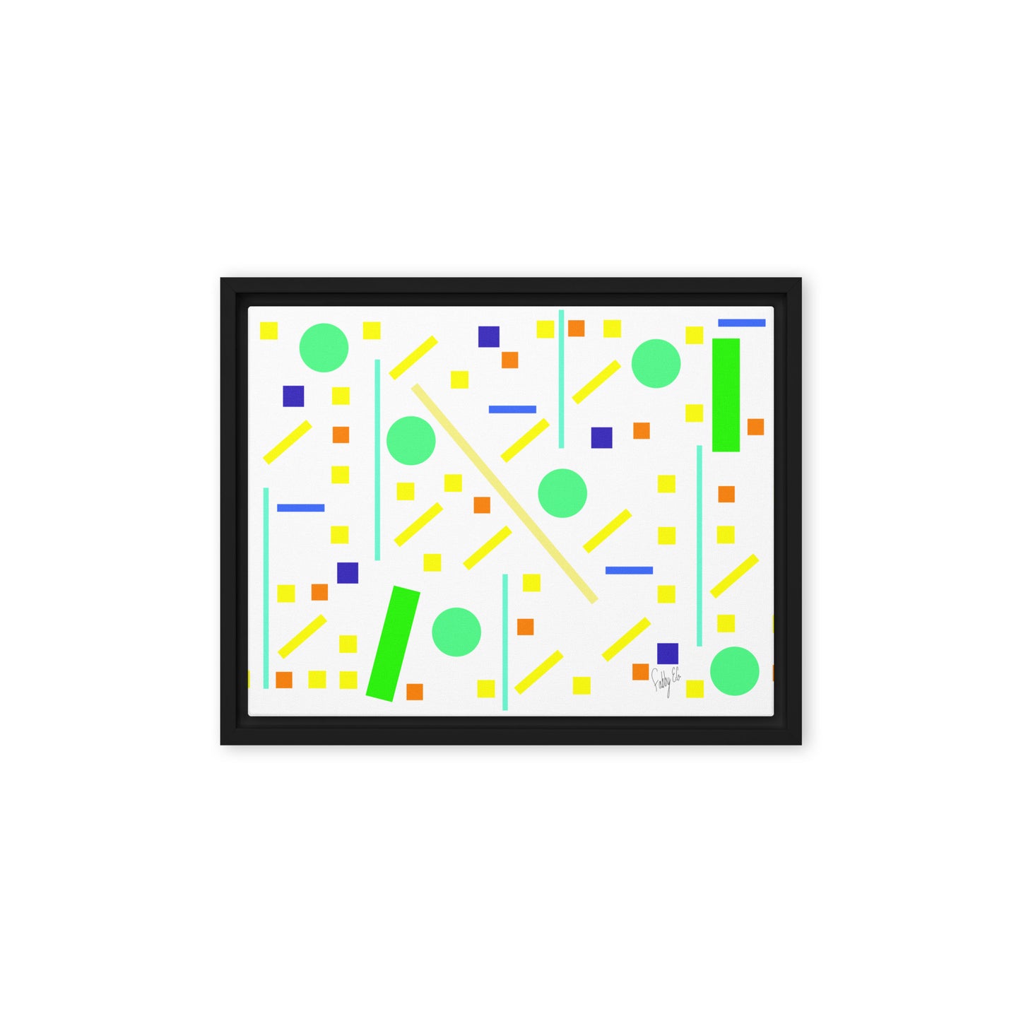 Squares and petite rectangles (white) framed canvas