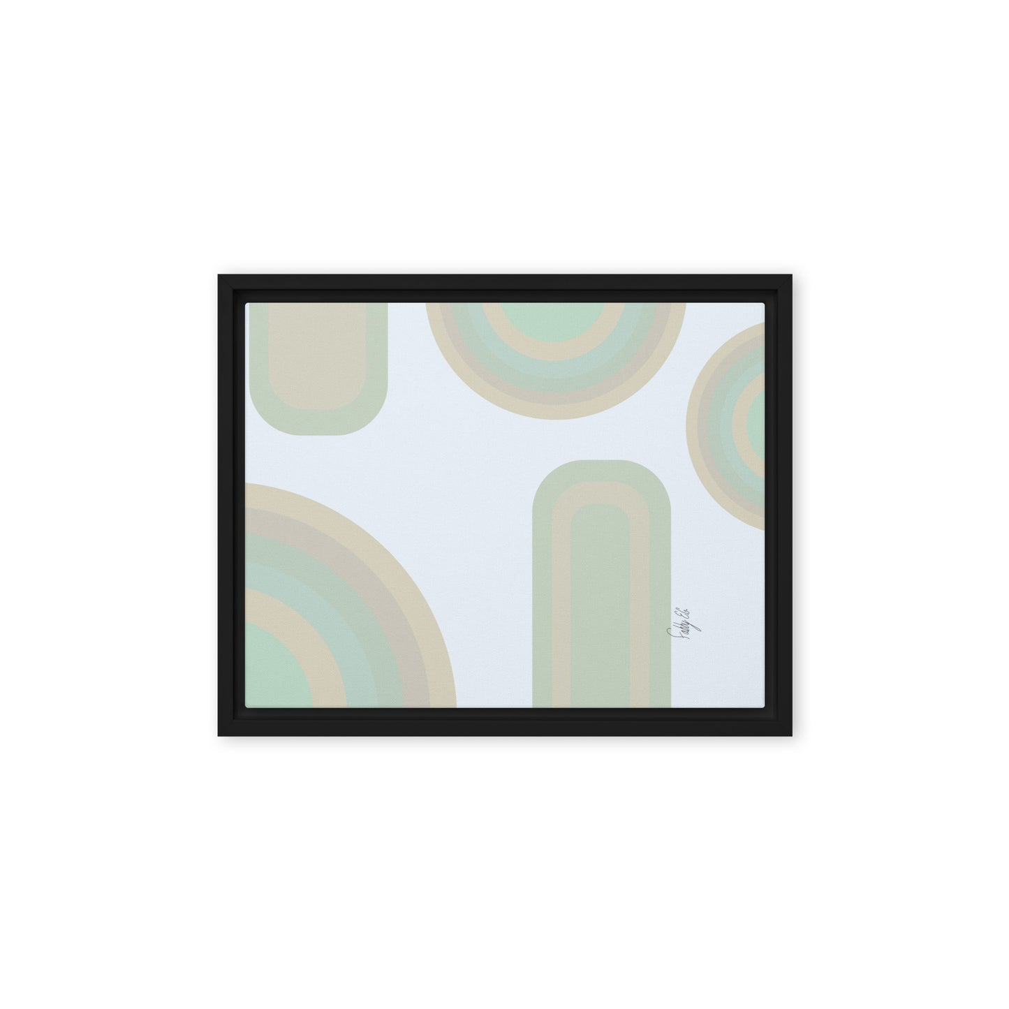 Neutral patterns blue framed canvas