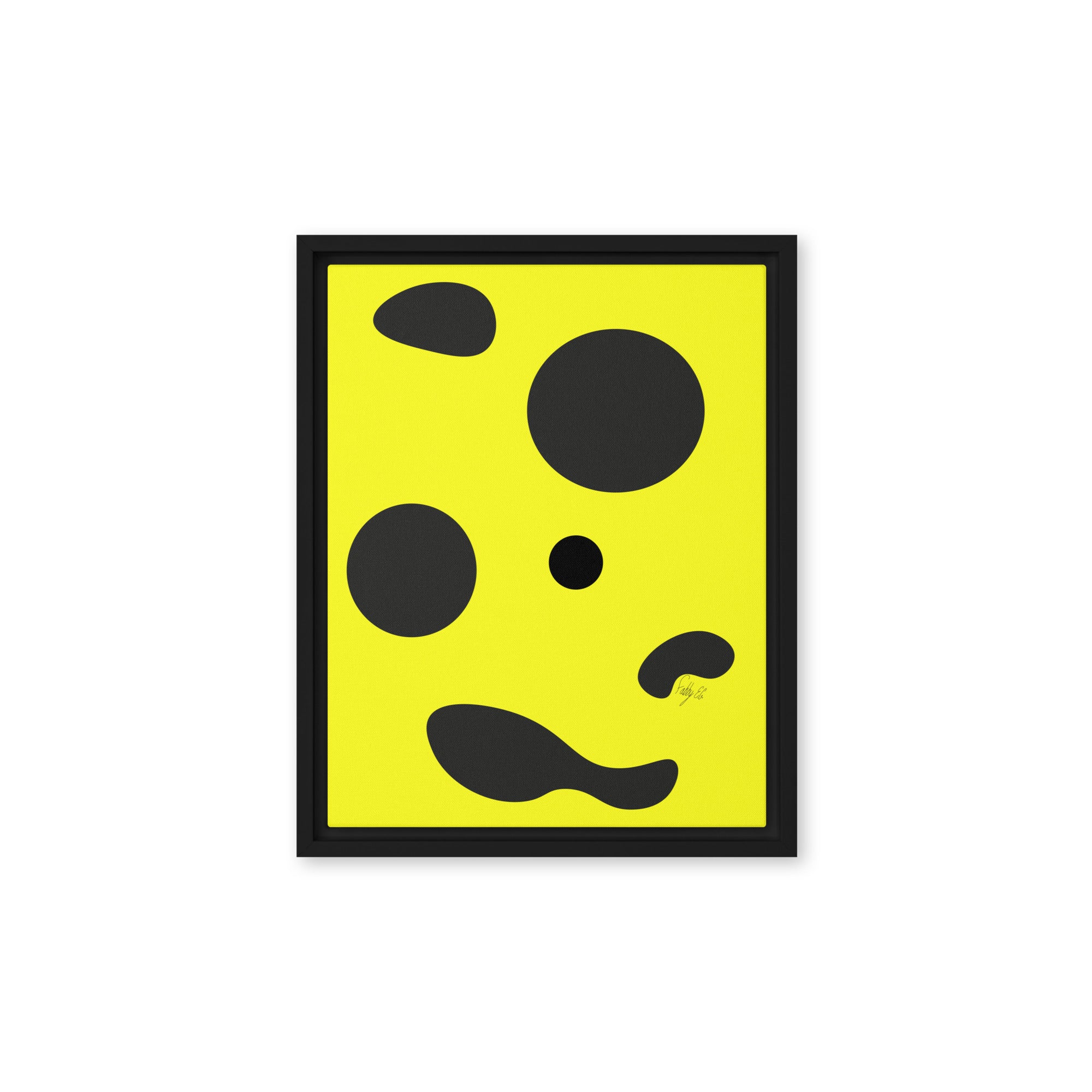 Dots yellow framed canvas