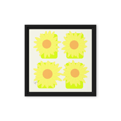 Sunflower squares framed canvas