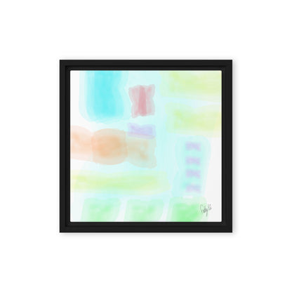 Watercolor abstract framed canvas