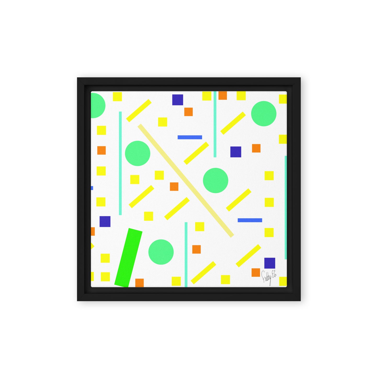 Squares and petite rectangles (white) framed canvas