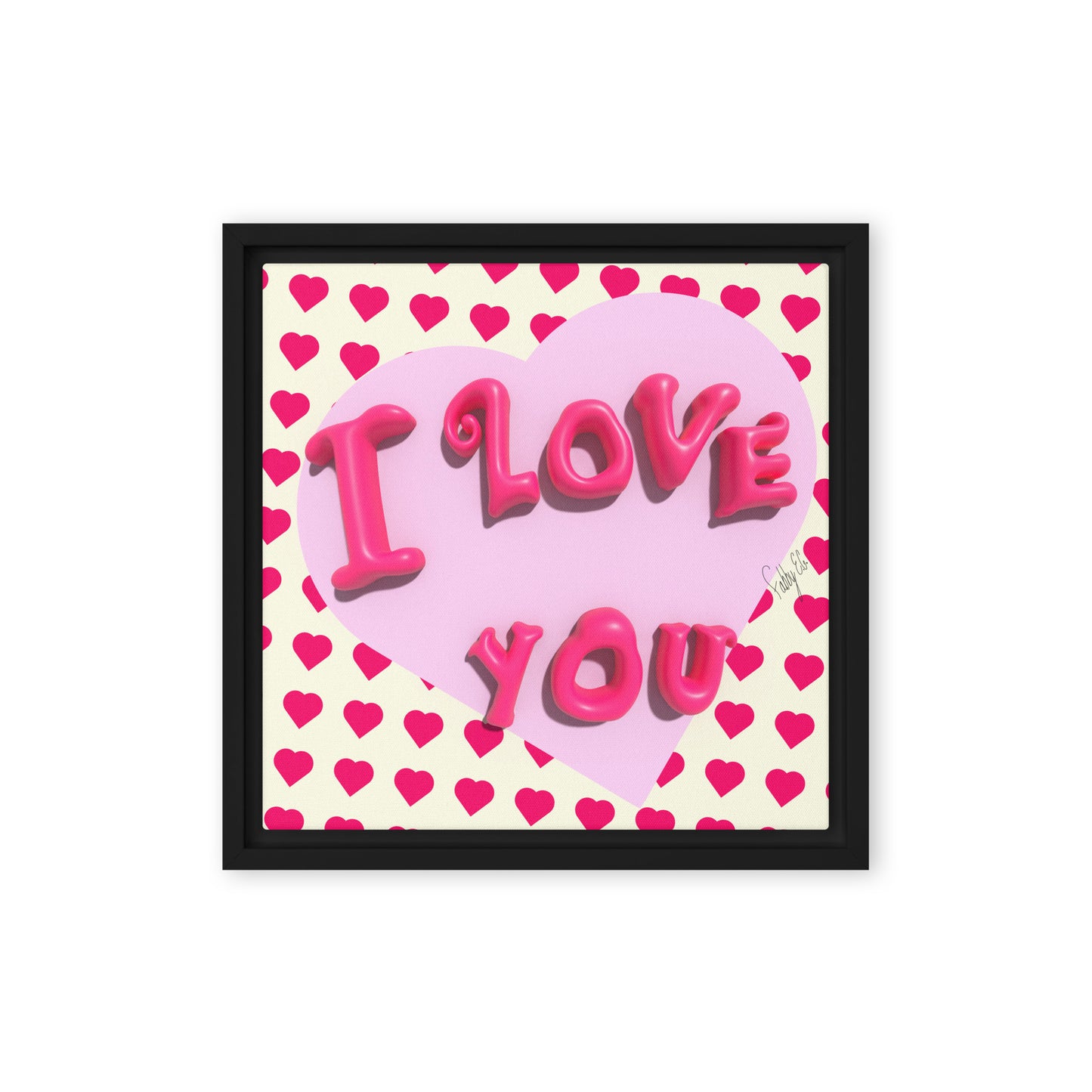 I love you heart framed canvas