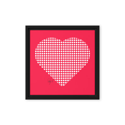 In love (dotted heart) framed canvas