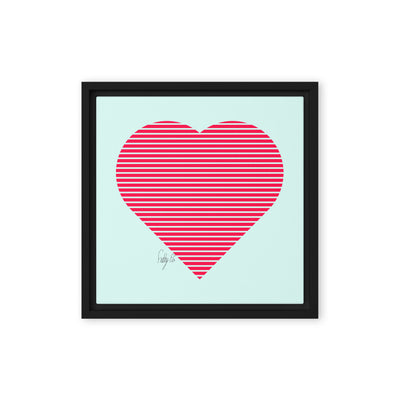 In love (passion heart stripes) framed canvas