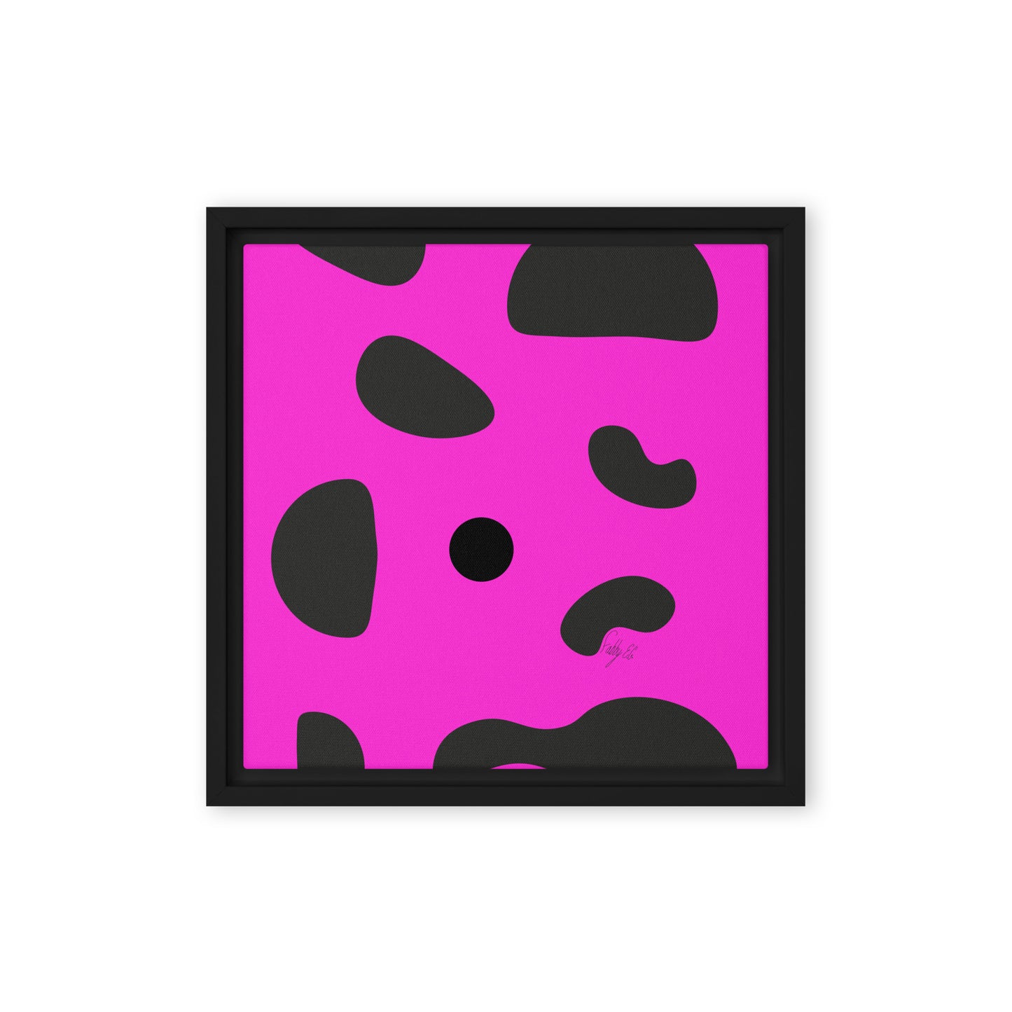 Dots pink framed canvas