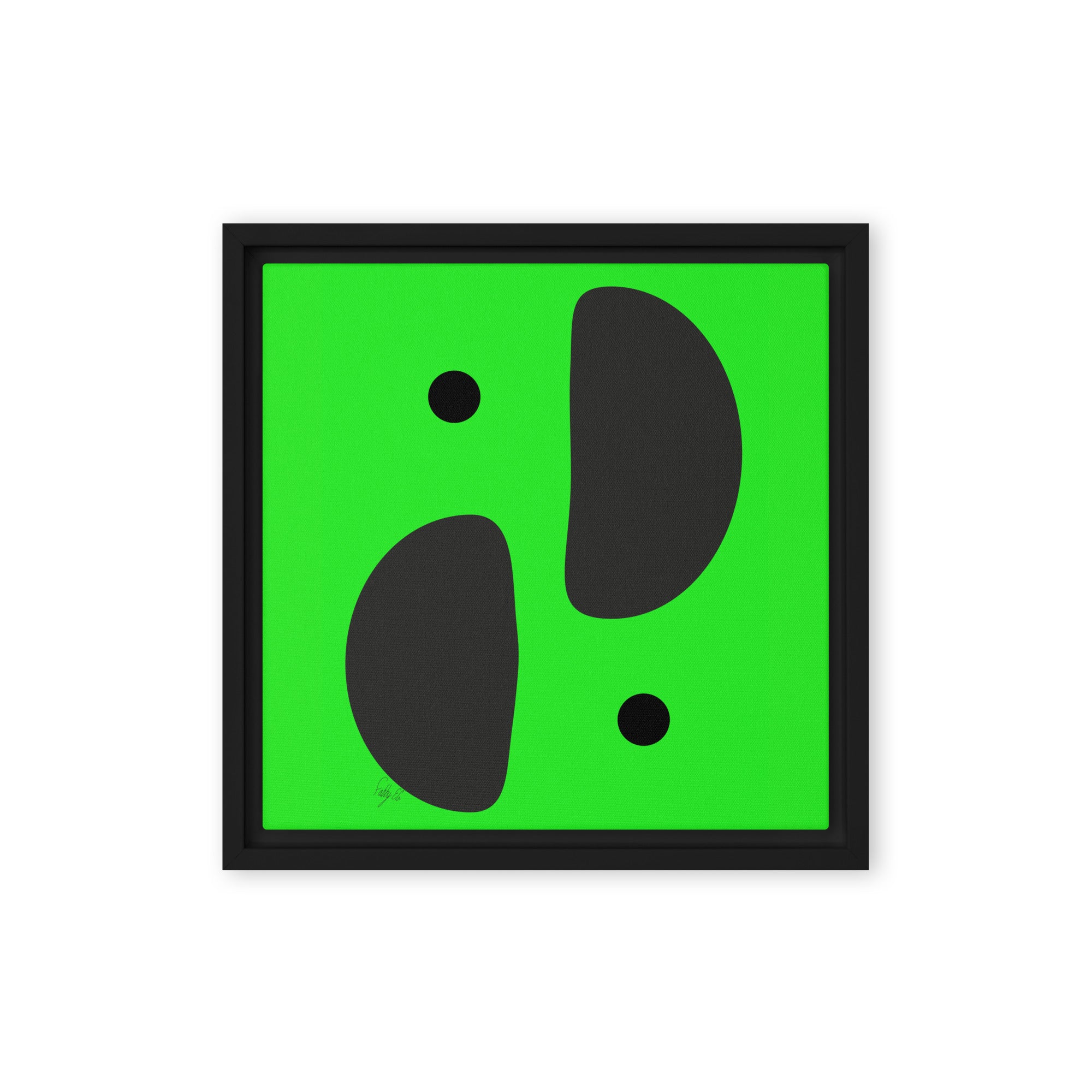 Mirror effect dots green framed canvas