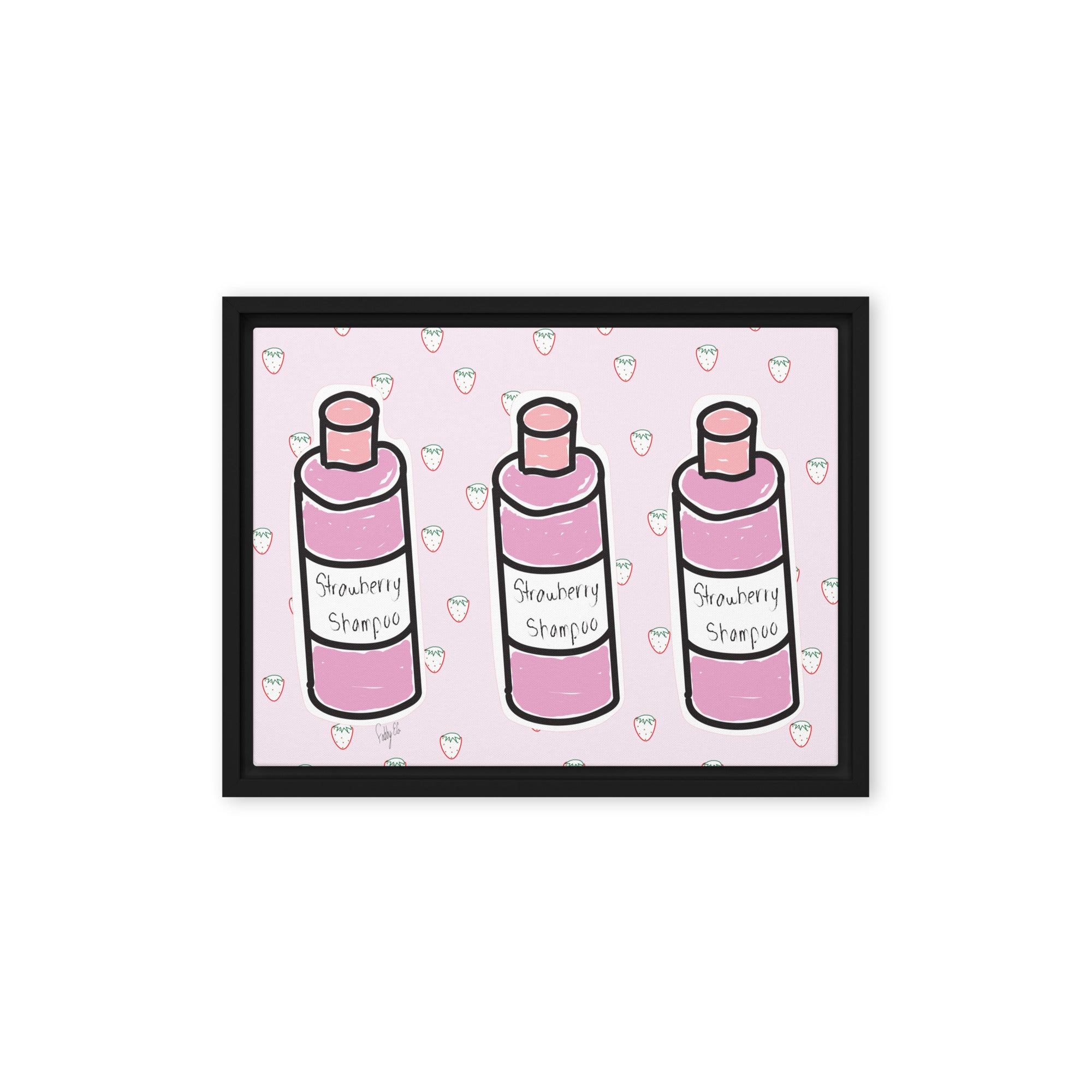 Strawberry shampoo framed canvas