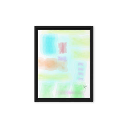 Watercolor abstract framed canvas