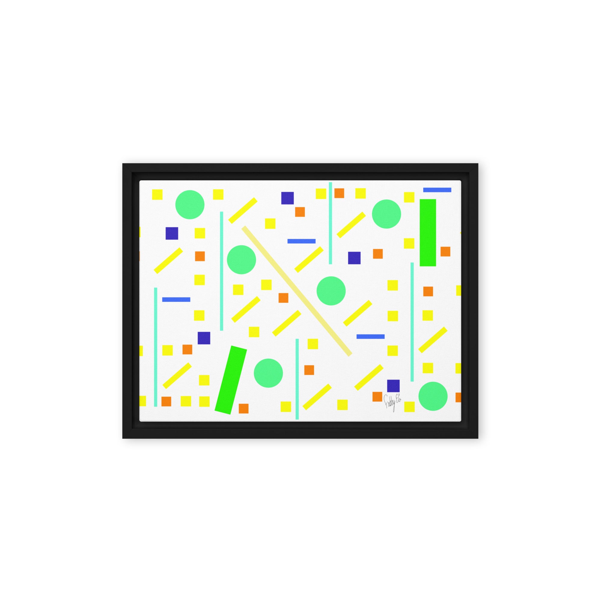 Squares and petite rectangles (white) framed canvas
