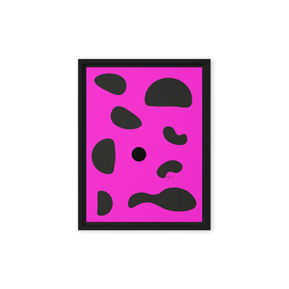 Dots pink framed canvas