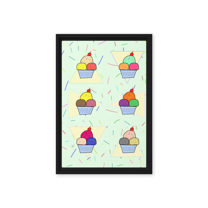 Ice cream time framed canvas