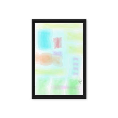 Watercolor abstract framed canvas