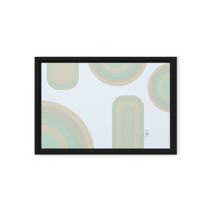 Neutral patterns blue framed canvas