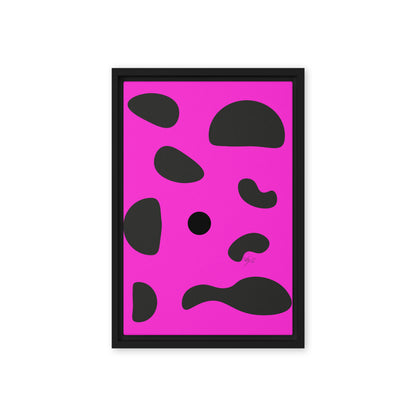 Dots pink framed canvas