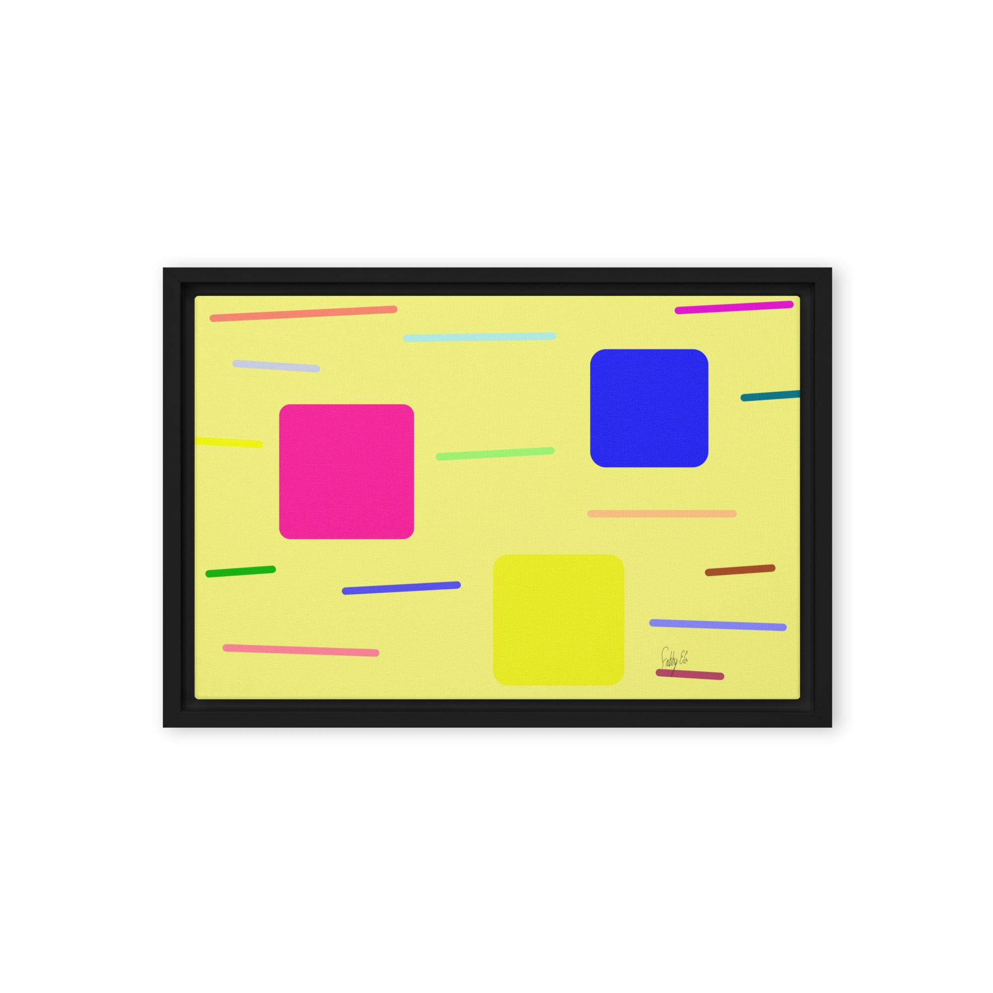 Time zone in a square yellow framed canvas