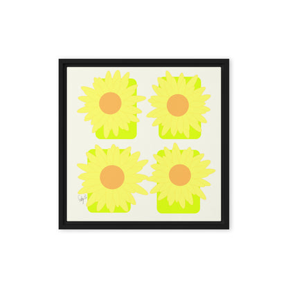 Sunflower squares framed canvas