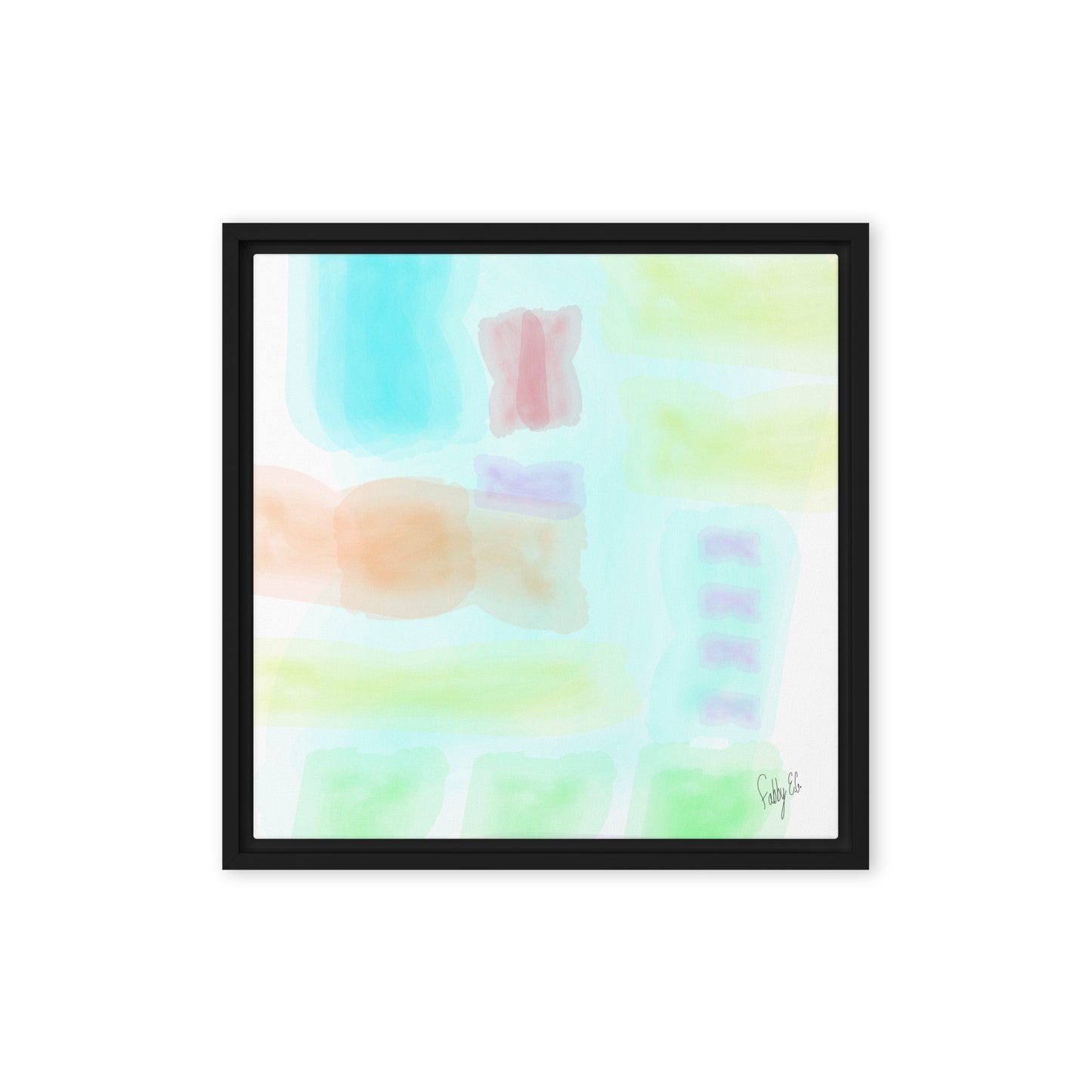 Watercolor abstract framed canvas