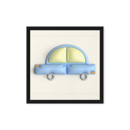 Blue car in yellow framed canvas