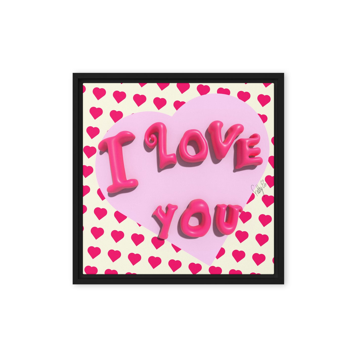 I love you heart framed canvas