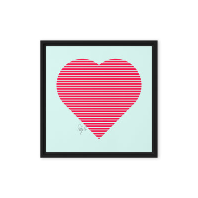 In love (passion heart stripes) framed canvas